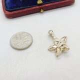 Sterling Silver and Diamond Paste Flower Charm Pendant Vintage c1970