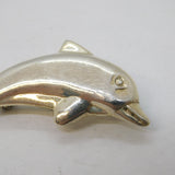 Sterling Silver Leaping Dolphin Form Brooch Pin Vintage c1970s