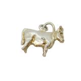 Sterling Silver Cow Charm Pendant Vintage c1970