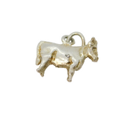 Sterling Silver Cow Charm Pendant Vintage c1970