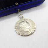 Sterling Silver Swiss 20 Cents Coin Charm Pendant Antique 1936 Art Deco