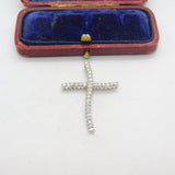 Sterling Silver Wavy Crucifix with Diamond Paste Charm Pendant Vintage c1970