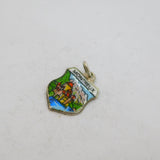 .800 Silver 'Montreux' Enamel Shield Travel Souvenir Charm Vintage c1970s
