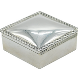 Victorian Sterling Silver Diamond Shaped Jewellery Box Antique 1898 Birmingham