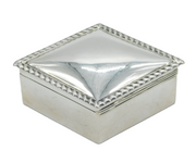 Victorian Sterling Silver Diamond Shaped Jewellery Box Antique 1898 Birmingham