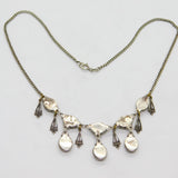 Sterling Silver Black Onyx Agate Deco Style Filigree Necklace Vintage c1970