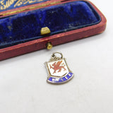 Sterling Silver Enamel Wales Shield Charm Pendant Vintage c1970