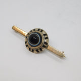 Sterling Silver Cabochon Banded Agate Taxco Style Studio Brooch Vintage c1970