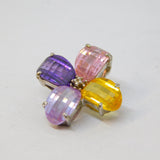 Sterling Silver Multi-Colour Paste Set Flower Charm Pendant Vintage c1970