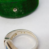 Sterling Silver, Greek Opal & Spinel Set Crossover Ring Vintage c1980 Size M UK