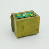 Chinese Export Gilt Metal & Enamel Floral Pattern Stamp Box Antique c1930s