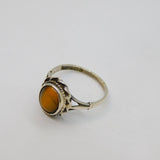 Sterling Silver Cabochon Tiger's Eye Dress Band Ring Vintage 1978 Size O 1/2