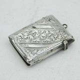 Victorian Sterling Silver Floral Pattern Vesta Case Antique 1899 Birmingham