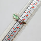 Sterling Silver 5 Oval Green Sapphire & Diamond Ring Vintage c1970 Size N 1/2