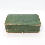 Art Deco Green Tooled Leather Jewellery Brooch Box Antique c1920s