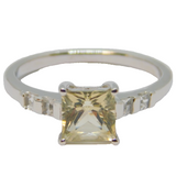 Sterling Silver Champagne Topaz & White Sapphire Dress Ring Vintage c1970 Size N