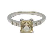 Sterling Silver Champagne Topaz & White Sapphire Dress Ring Vintage c1970 Size N