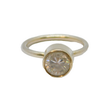 Sterling Silver White Topaz Studio Style Dress Ring Vintage c1970 Size N