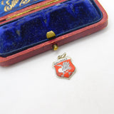 Sterling Silver and Enamel Gruyeres Travel Shield Charm Pendant Vintage c1970