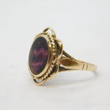 9ct Yellow Gold & Derbyshire Blue John Floral Dress Ring Vintage Sheffield