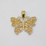 9ct Yellow & White Gold Butterfly Pendant Vintage 1970s
