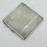 Art Deco Sterling Silver Blue Guilloche Enamel Makeup Compact Antique 1948