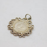 Sterling Silver George VI Threepence Coin Charm Pendant Vintage 1940