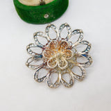 Sterling Silver Filigree Form Floral Brooch Pin Vintage c1970