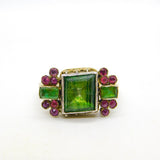 18th Century 18ct Gold, Green Paste, Ruby Mourning Ring Antique c1790