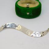 Sterling Silver Planished S-Shaped Long Drop Pendant Vintage c1970