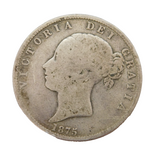 Queen Victoria .925 Silver Half Crown Coin Antique 1875 Fair Condition