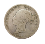 Queen Victoria .925 Silver Half Crown Coin Antique 1875 Fair Condition