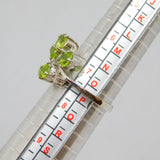 Sterling Silver 4 Peridot & White Topaz Dress Ring Vintage c1970 Size O 1/2