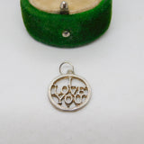 Sterling Silver I Love You Charm Pendant Vintage c1970