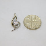 Sterling Silver CZ Curvy Abstract Heart Drop Charm Pendant Vintage c1990
