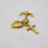 9ct Yellow Gold Faith, Hope & Charity Charm Pendant Vintage c1970