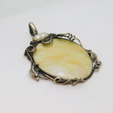 Sterling Silver Natural Shell Slice & Pearl Studio Style Pendant Vintage c1970