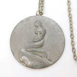 Georg Jensen Mid-Century Large Pewter Mermaid Pendant Necklace No. 93