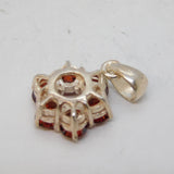 Sterling Silver & Garnet Set Flower Pendant Vintage