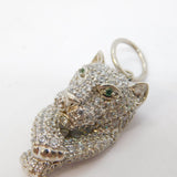 Sterling Silver Sparkling Paste Set Lion Statement Pendant Vintage c2000s