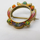 Victorian 800 Silver Gilt Micro-Mosaic Floral Portrait Brooch Antique c1880s