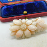 Chinese Carved Angel Coral Flower Buckle Antique c1890 Victorian