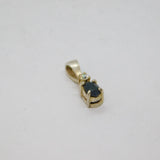Sterling Silver Sapphire & White Topaz Simplistic Drop Pendant Vintage c1970s