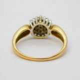 14ct Yellow Gold 0.25ct Diamond Floral Cluster Ring Vintage c1970s