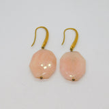 Pair of Gold On Sterling Silver Faceted Rose Quartz Drop Earrings Vintage c1970