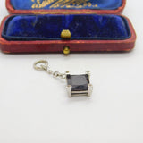 Sterling Silver and Iridescent Glass Charm Pendant Vintage c1970