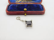 Sterling Silver and Iridescent Glass Charm Pendant Vintage c1970