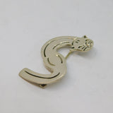 Sterling Silver Modernist Cat Design Initial S Brooch Vintage c1970