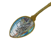 20th Century Spanish Gilt Metal & Enamel Bowl Sevilla Souvenir Spoon Antique