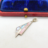 Sterling Silver Modernist Form Mother Of Pearl Drop Pendant Vintage c1970